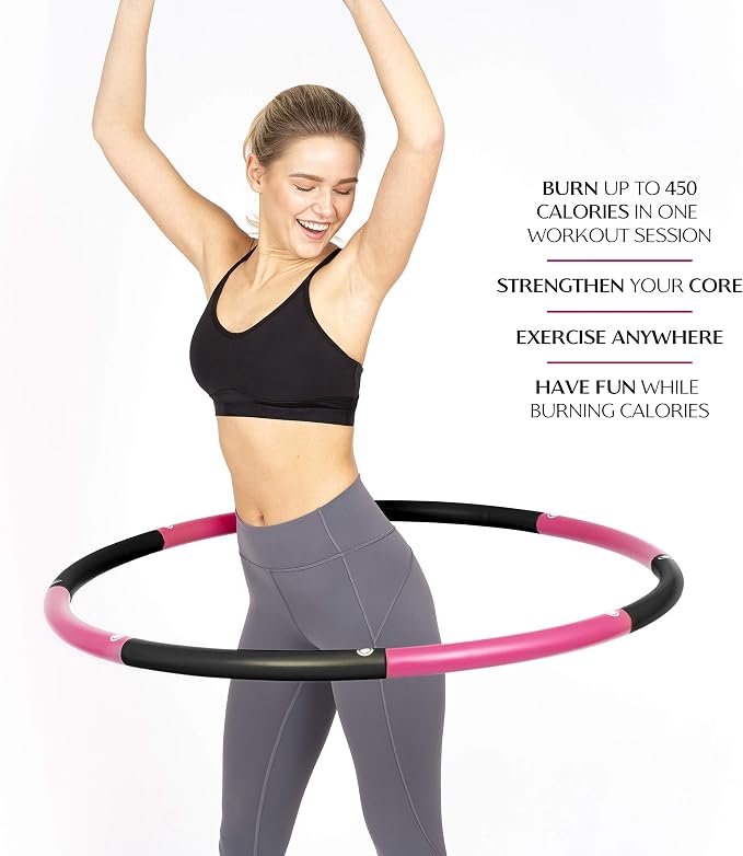 Pinc Active Exercise Fitness Hoop for Adults - Easy to Spin, Premium Quality and Soft Padding Weighted Hoop - Detachable Hoops for Home & Gym Workouts