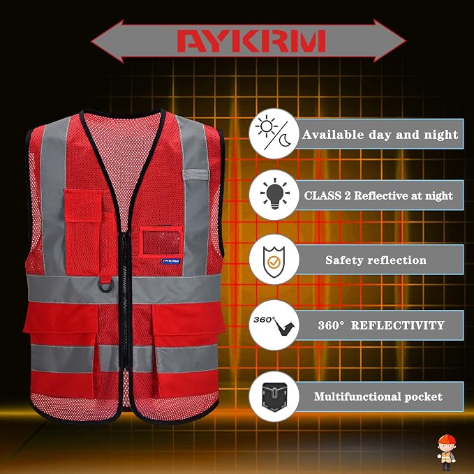 6XL 7XL 8XL red work vest with pockets Big and tall
