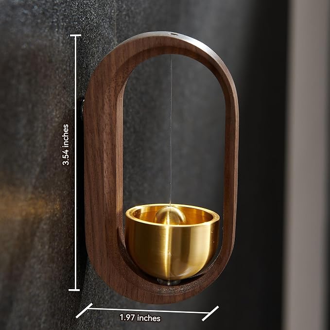 Shopkeepers Bell - Magnetic Attached Doorbell for Door Opening - Unique Office Ornament and Hanging Decoration for Business Entrance, Fridge Sticker and Barn Door (Side-Fixing-Walnut)
