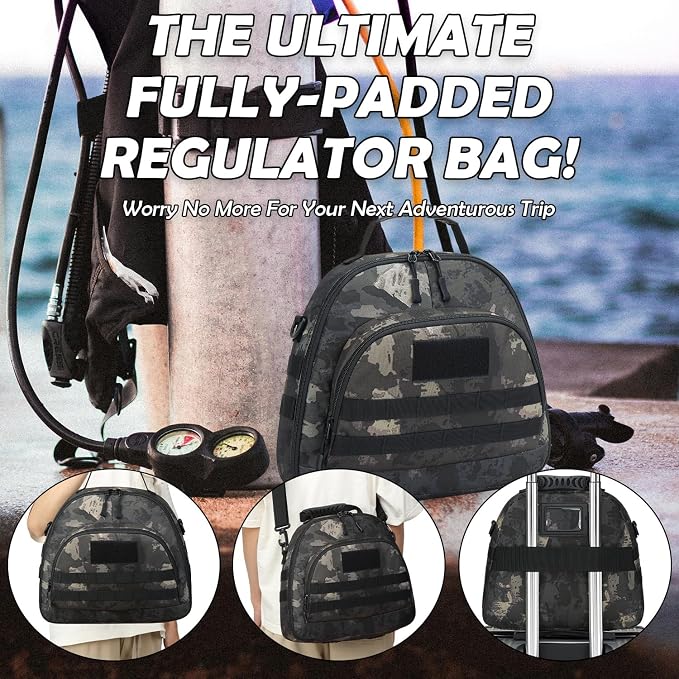 Scuba Regulator Bag - Tactical Style Diving Regulator Protective Bags Protecting and Storage Diving Gear with Adjustable Shoulder Strap