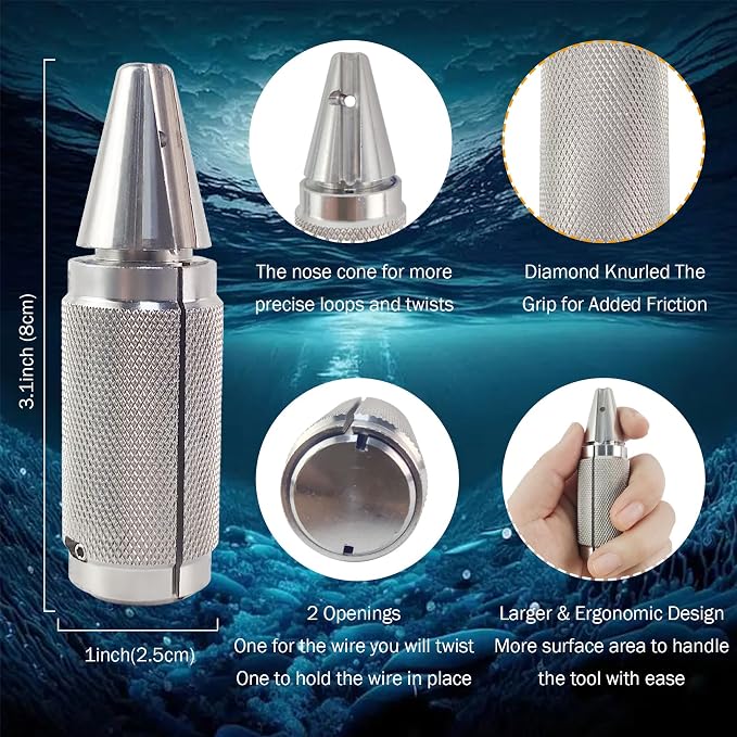 Eupheng Anti-Slip Stainless Steel Twist Fishing Tool, Mini (0.014"-0.032") & Large (up to #19 Gauge) Sizes Single Strand Haywire Twist Tool for Fishing Wire Leader Rig Making