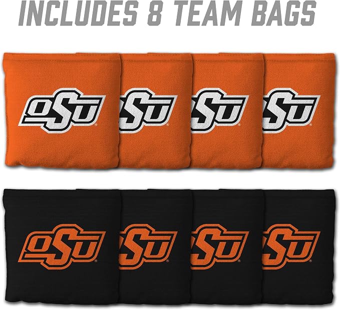 YouTheFan Officially-Licensed NCAA Set of 8 Cornhole Bags - All Weather Dual Sided Slide & Stop - Regulation Size with Carry case