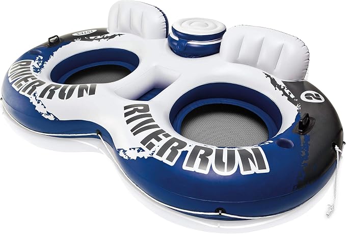 Intex River Run 2 Inflatable Floating Lounge with 440lb Capacity, 2 Pack Bundled with River Run 1 Inflatable Tube with 220lb Capacity