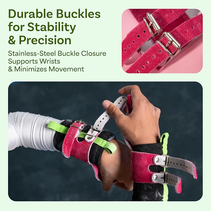 Gymnastics Grips Set Narrow Squeeze, Grips for Gymnastics Girls, Dowel Grips with Soft Leather, Double Buckle Wrist Closure, and Adjustable Finger Holes, for All Ages