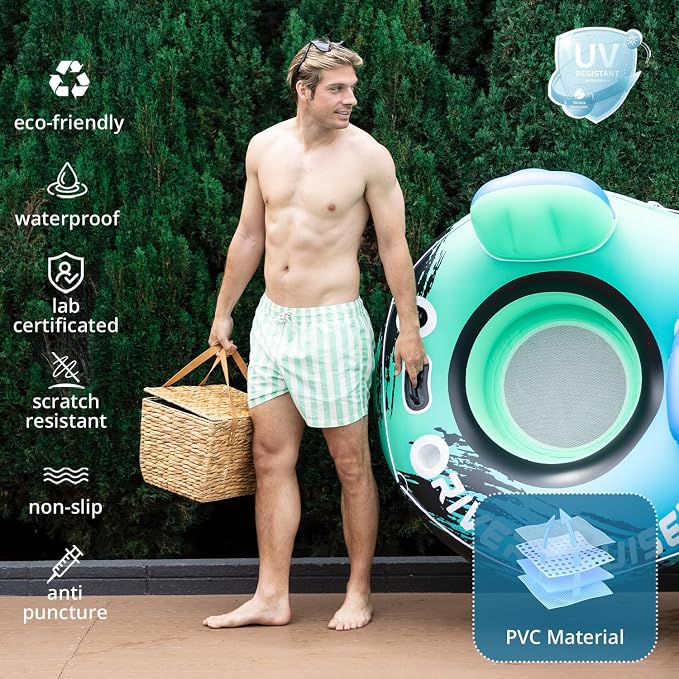 River Tubes for Floating Heavy Duty Inflatable Floating Lounger Premium River Water Rafts Pool Float with Cup Holder Above Lake for Adults