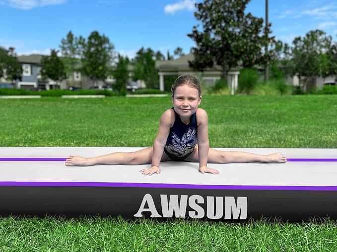 AWSUM Inflatable Gymnastics Mat 10ft/13ft/16ft/20ft/23ft Training mat 4/8 inches Thick tumbling mat with Electric Pump for Home/Gym/Outdoor