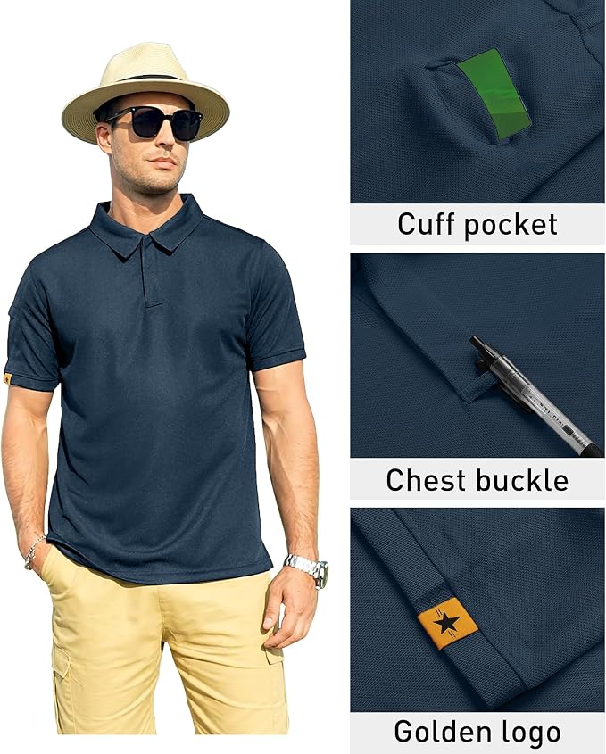 ZITY Mens Polo Shirt Short Sleeve Sports Tactical T-Shirt Athletic Golf Polos Daily Casual Stylish Collared Shirts for Men