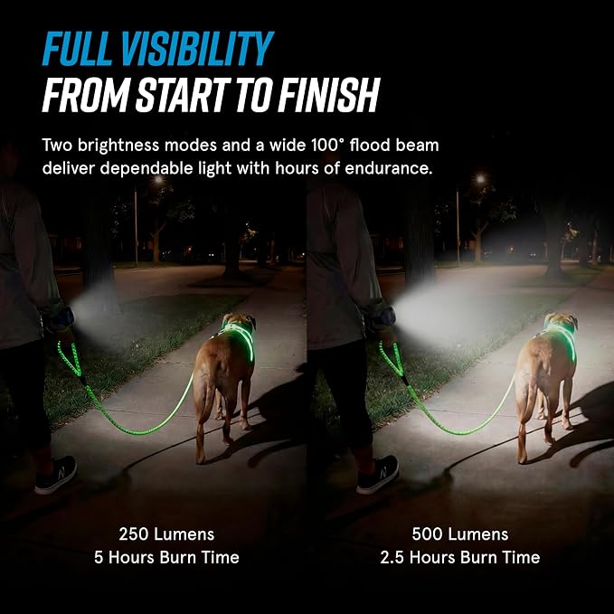 Noxgear LightHound (Large) + Wrist Light – Illuminated and Reflective Harness for Dogs Including Multicolored LED Fiber Optics (USB Rechargeable, Adjustable, Lightweight, Rainproof)