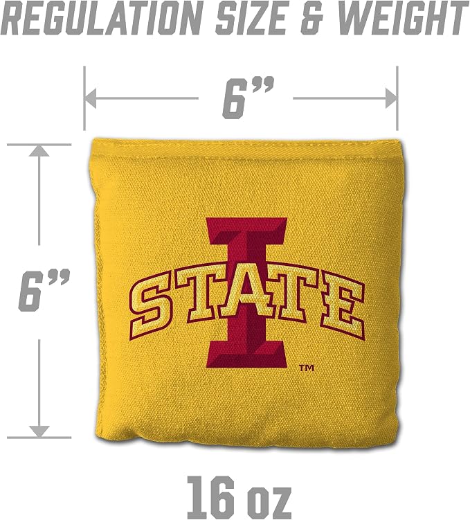YouTheFan Officially-Licensed NCAA Set of 8 Cornhole Bags - All Weather Dual Sided Slide & Stop - Regulation Size with Carry case