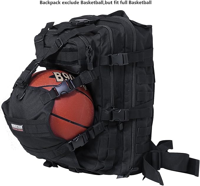 Seibertron Waterproof Large Capacity Molle Motorcycle Helmet Holder/Cycling Helmet Storage/Hiking Helmetcatch Bag/Backpack Also Fit Basketball Football Soccer Backpack Black