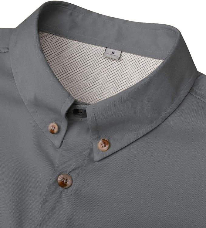 Alimens & Gentle Short Sleeve Fishing Shirt Wicking Fabric Sun Protection Casual Button Down Shirts