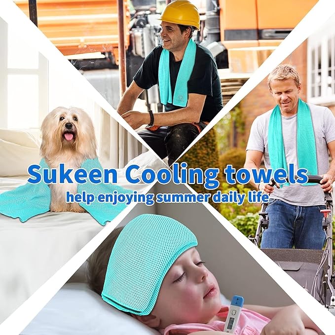 Sukeen Cooling Towels 6 Pack (40"x12") for Neck and Face, Cooling Neck Wraps, Ice Towel for Hot Weather, Soft Breathable Chilly Gym Towels for Work Out, Yoga, Running, Camping & More Activities