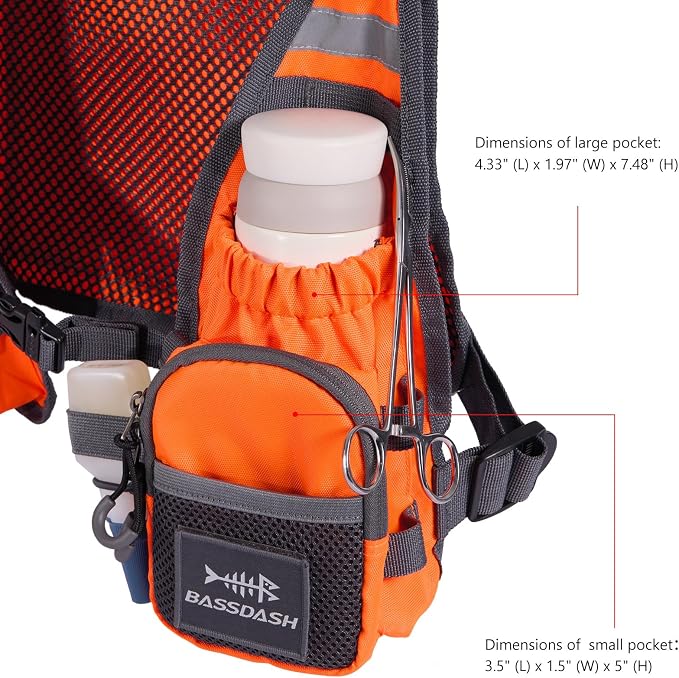 BASSDASH FV08 Ultra Lightweight Fly Fishing Vest for Men and Women Portable Chest Pack