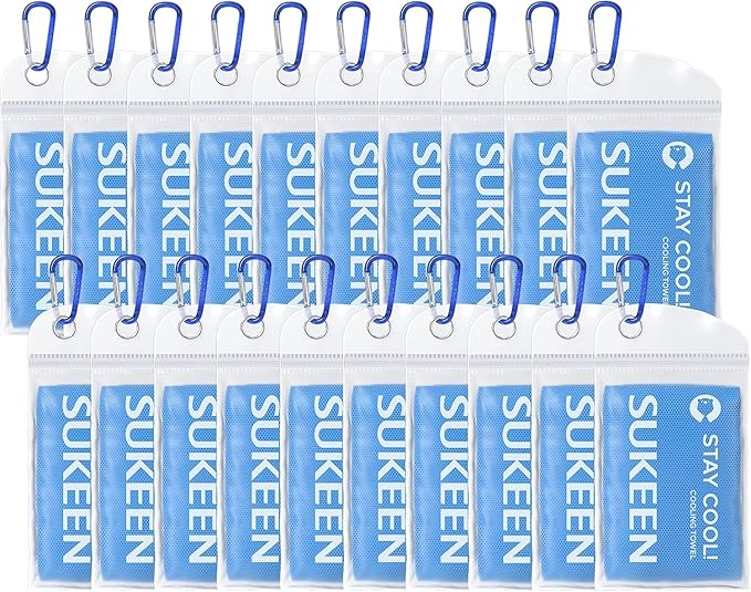 Sukeen Cooling Towel 20 Pack (40"x12") Ice Towel,Bulk Breathable Chilly Twoles,Microfiber Towel for Neck Face for Yoga,Sport,Running,Gym,Workout,Camping,Fitness,Travel & More Activities, Sky Blue