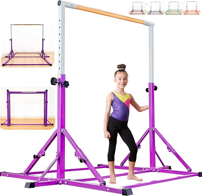 Marfula Gymnastic Bar For Kid and Teenage of 3-25, 5Ft/8 FT Base Length 4Ft Width 5Ft Adjust Height, Gymnastic Kip Bar For Gymnast, Gymnastic Training Equipment For Professional Training Home Club Use