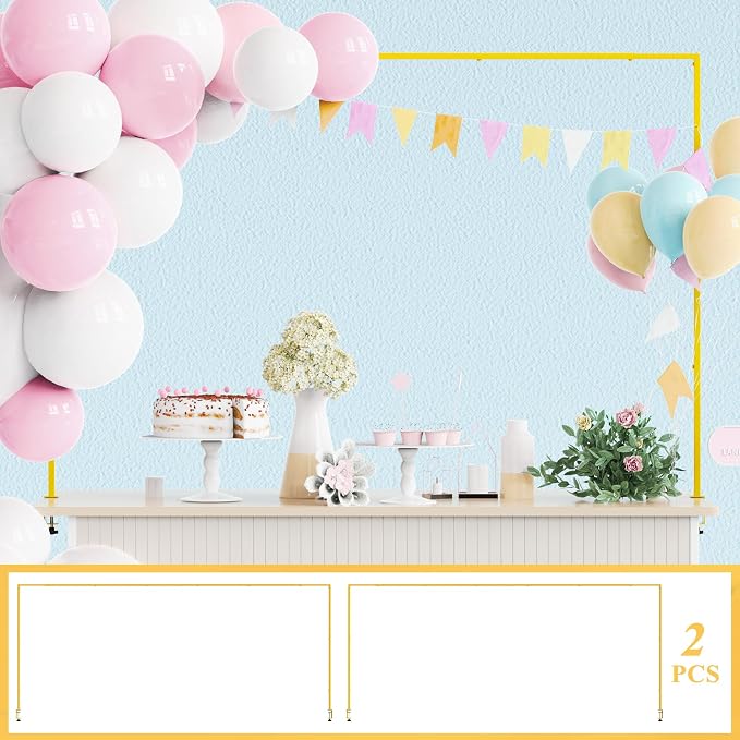 Putros Over The Table Rod Stand with Clamps Gold 13"-42'' Tall 29"-98" Length Set of 2 Adjustable Metal Table Hanging Rod Stand for Party Wedding Anniversary Christmas Decoration