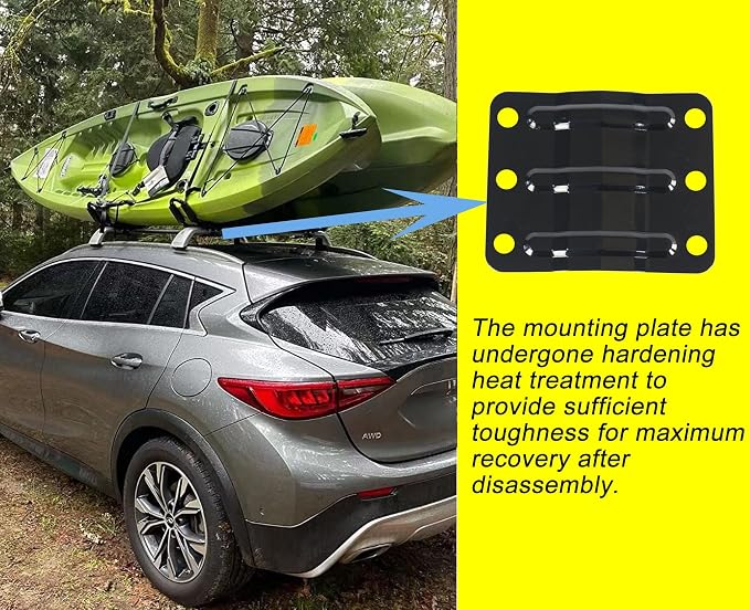 2 Pairs Kayak Rack J-Bar Car Roof Rack for Canoe Carrier SUP Paddle Surfboard Mount on Car SUV and Truck Crossbar, Includes 4 Pcs Roof Rack Tie Down Straps. | For Car SUV and Truck Crossbar, Includes 4 Pcs Heavy Duty Ratchet Tie Down Straps