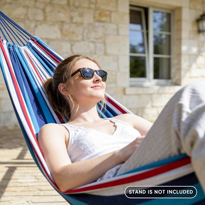 SUNCREAT Hammock Replacement for Stand, Double Hammock Without Stand, Ocean Stripes