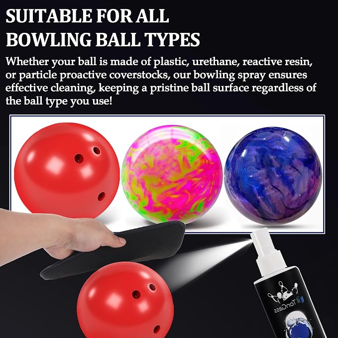 TonGass (3-Pack, Total 24 oz Bowling Ball Cleaner Spray Portable Bowling Cleaner Accessories Bowling Ball Oil Scuff and Belt Mark Cleaner Restores Tack and Prolongs Lifespan of Ball