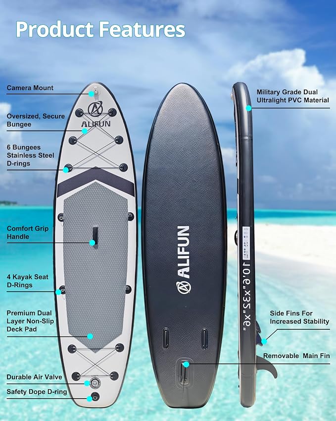 Inflatable Stand Up Paddle Board with Seat, 10'6"/10'5" SUP 440LBS, Recreational Paddleboard for Adults Beginners, Blow Up Paddle Board with Fishing Design, Camera Mount, Cooler Bag & Full Accessories