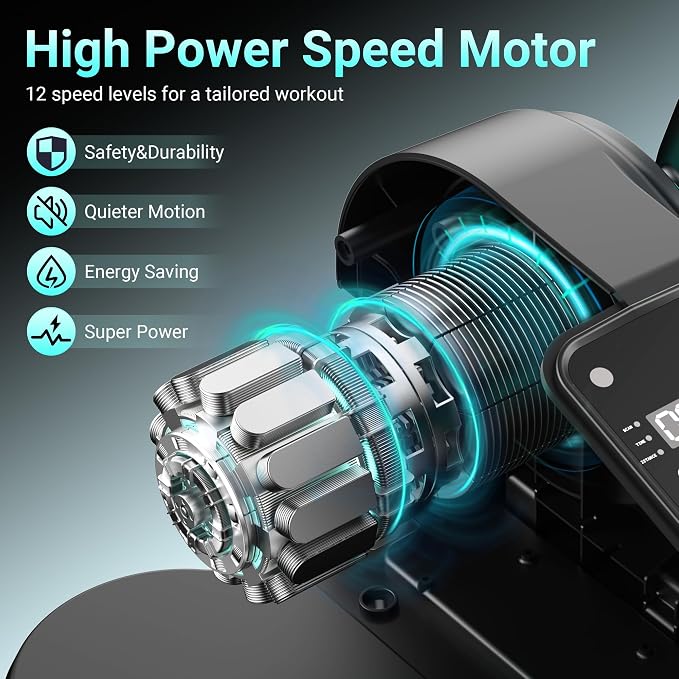Under Desk Elliptical Machine - Electric Seated Pedal Exerciser, Motorized Leg Exerciser for Seniors Home Office, 12 Adjustable Speeds Whisper Quiet Portable