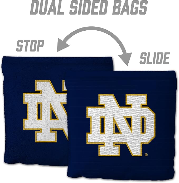 YouTheFan Officially-Licensed NCAA Set of 8 Cornhole Bags - All Weather Dual Sided Slide & Stop - Regulation Size with Carry case
