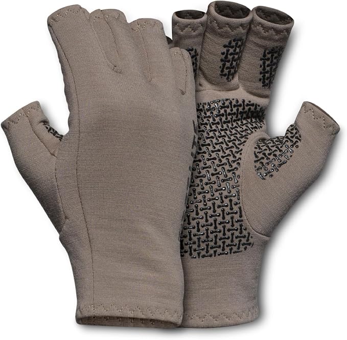 First Lite Rugged Wool Half Finger Glove | Merino Wool Fingerless Hunting Gloves for Men | Silicone Grip Palm for Shooting Dexterity