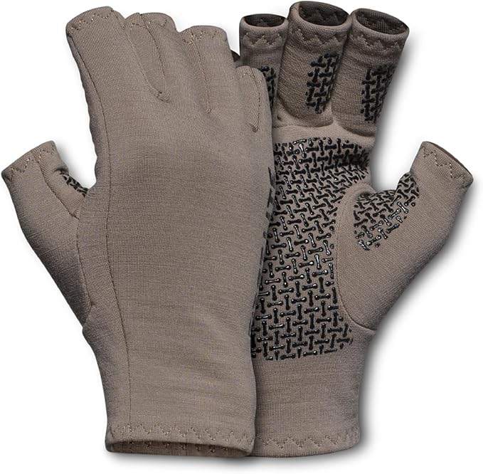 First Lite Rugged Wool Half Finger Glove | Merino Wool Fingerless Hunting Gloves for Men | Silicone Grip Palm for Shooting Dexterity