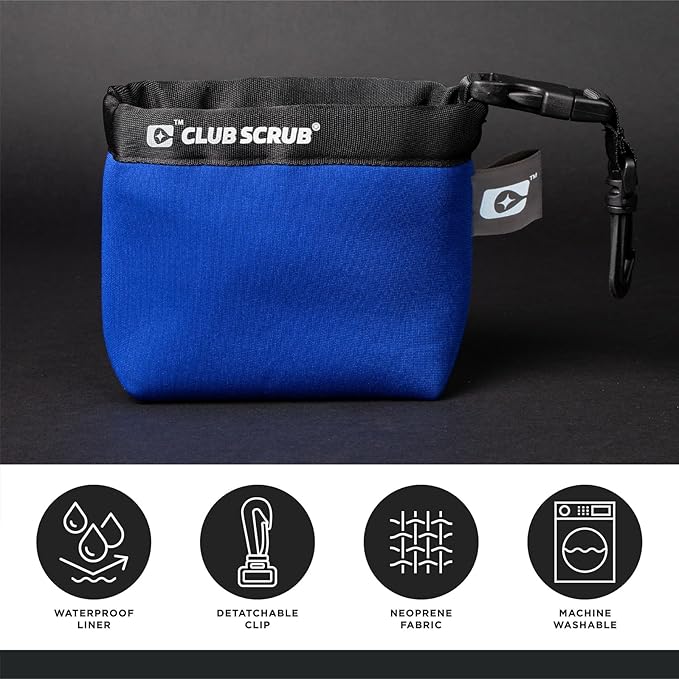 Club Scrub Golf Club and Golf Ball Cleaning Bag, Waterproof Clean Face Technology Liner, Detachable Clip, Machine Washable, Cleans Club Grooves, Dry Exterior (Neoprene or Microfiber Option Available)