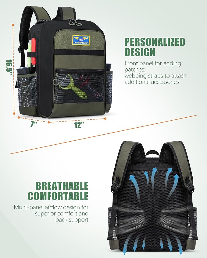 Marscamd Camp Kitchen Organizer Backpack with Paper Towel Holder, Hanging Camping Utensil Storage Bag with Multi Pockets for Camping Utensils, Barbecue Tool, Bag Only, Black