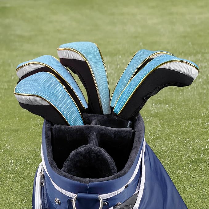 Andux 4Pcs/Set Gold Golf Hybrids Club Head Covers with Dial No. Tag MT/HY12