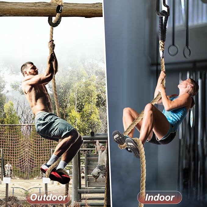 Climbing Rope Gym Exercise Ropes - 1.5 Inch Diameter 10FT 15FT 20FT 25FT 30FT 35FT 40FT 50FT Climb Rope for Fitness & Strength Training, Workout Climbing Rope for Adults Kids Home Indoor or Outdoor