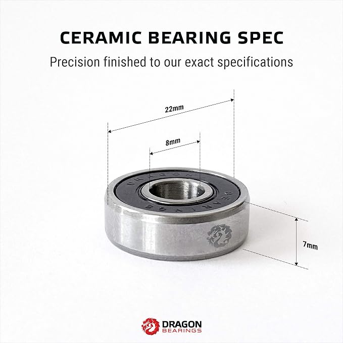 Fireball Dragon Skateboard Bearings Set 8 Pack - Fast 608 Longboard Bearings Set for Skateboards Inline & Roller Skates - Bearings for Skateboarding Guaranteed for Life