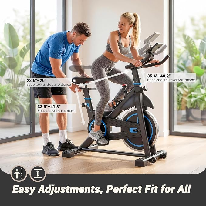 OLIXIS Exercise Bike with APP Control, Brake Pad Stationary Bikes with Quiet Magnetic Resistance, Indoor Cycling Spin Workout Bike with 300.0 lbs Weight Capacity,Orange/Red/Blue