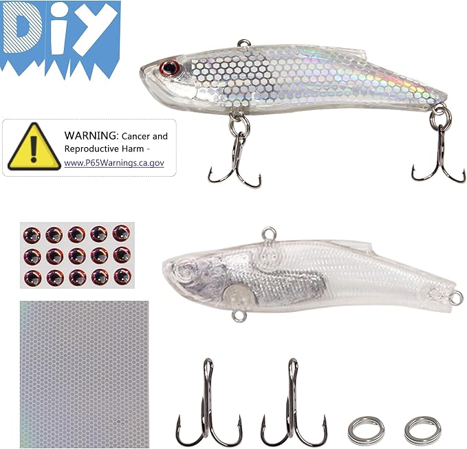 Unpainted Fishing Lures Making Kit DIY Crankbaits Minnow Kit - 321/355pcs Blank Hard Bait Lure Set Include Pliers Treble Hook Split Rings Lure Eyes Stickers Making Supplies Make Your Own Fishing Lures