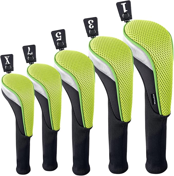 Andux 5pcs/Set Mesh Golf 460cc Driver Fairway Wood Club Head Covers Long Neck with No. Tags