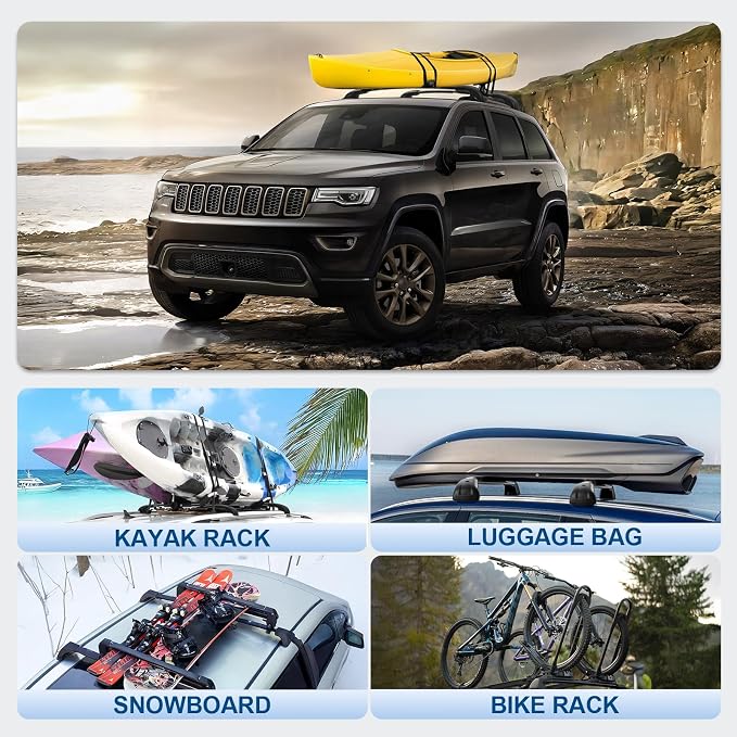 Roof Rack Cross Bars Compatible with Jeep Cherokee 2014-2023 (Not for Grand Cherokee), 300LBS Heavy Duty Adjustable Aluminum Cargo Bar for Rooftop Carrier, Cross Bars for Luggage, Kayak, Canoe