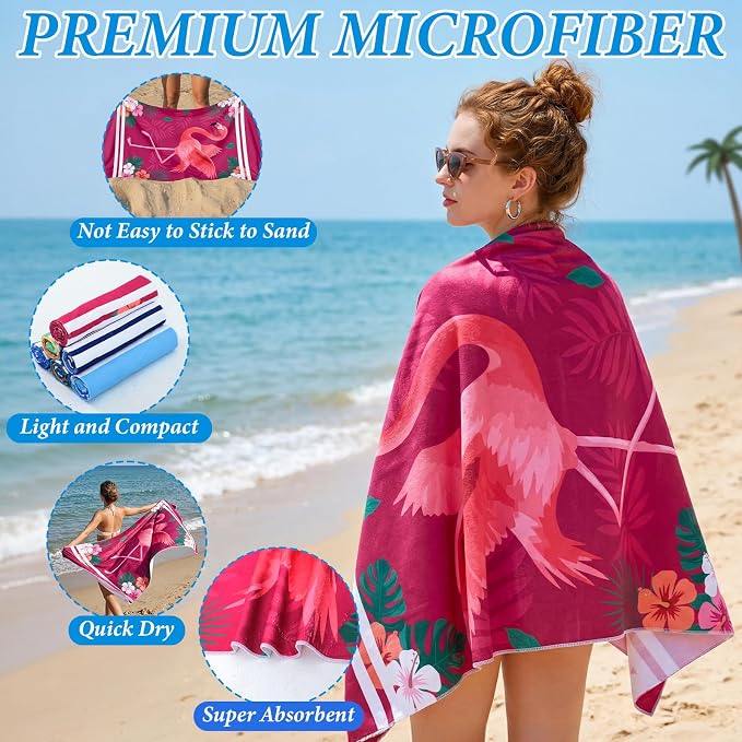 Mindsoft 12 Pcs 30" x 60" Beach Towel Yoga Towel Microfiber Soft Quick Dry Sand Free Oversized Lightweight Cute Beach Towels Bulk for Bath Camping Travel Pool Party Teacher Appreciation Gift