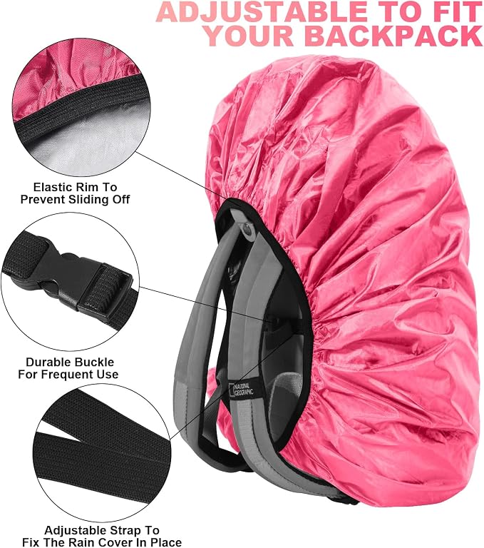 LAMA Waterproof Backpack Rain Cover, Reflective Rucksack Rain Cover for Anti-Dust/Anti-Theft/Bicycling/Hiking/Camping/Traveling/Outdoor Activities,L Size (for 45L-55L Backpack), 1 Pcs Pink
