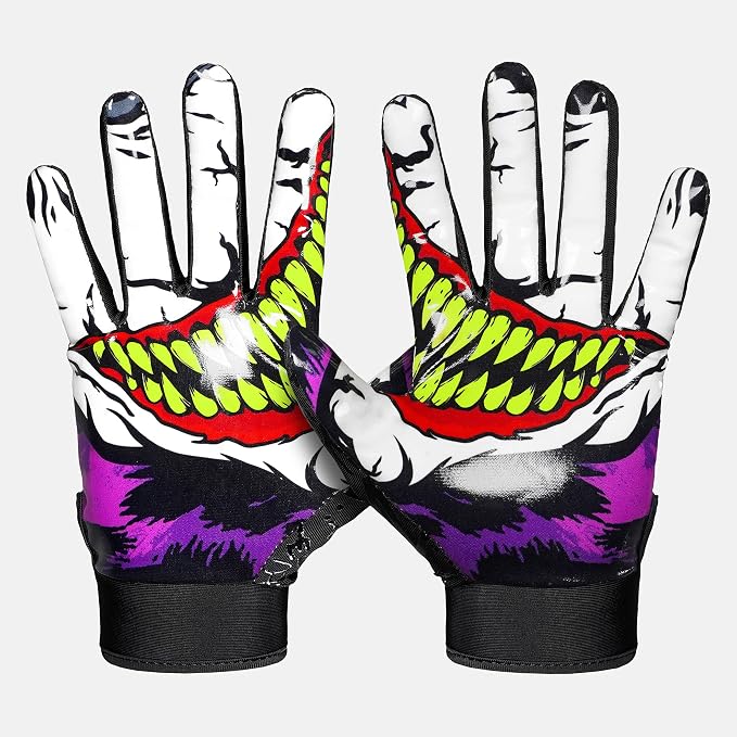 SLEEFS Football Receiver Gloves [1 Pair] - No Slip, Crazy Sticky Silicone Grip - Youth and Adult Sizes