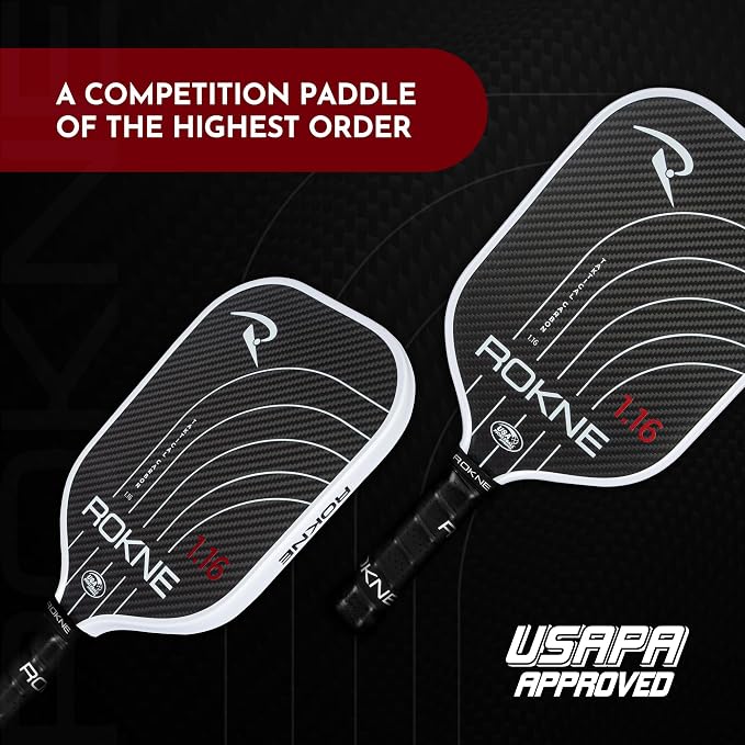 ROKNE Taktical Carbon Series, Pickleball Paddle, 3K Raw Carbon Fiber, Thermoformed Foam Lined Edge, 13MM or 16MM, USAPA Approved Pickleball Racket, High Grit Texture, Max Spin