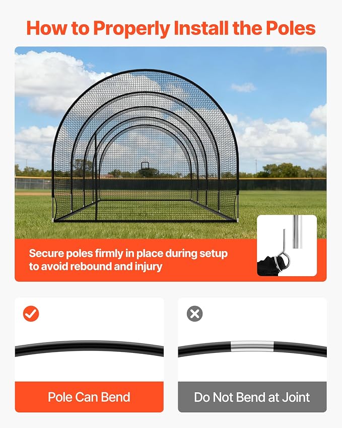 VEVOR Baseball Batting Cage,Professional Softball Baseball Batting Hitting Training Net,Heavy Duty Enclosed PE Practice Portable Pitching Cage Net&Carry Bag,for Backyard,Field,Indoor&Outdoor