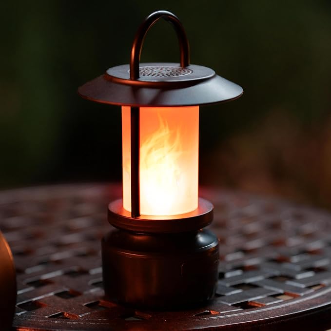 FoxFlame Bluetooth Outdoor Speakers-Realistic LED Flame with 13Color Options, Powerful 5W Sound,Wireless Outdoor Speakers with Deep Bass for Parties,Camping,Tailgating & Home Ambience (1Pack)