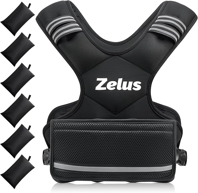 ZELUS Weighted Vest for Men and Women | 4-10lb/11-20lb/20-32lb Vest with 6 Ironsand Weights for Home Workouts | Adjustable Body Weight Vest Exercise Set for Cardio and Strength Training