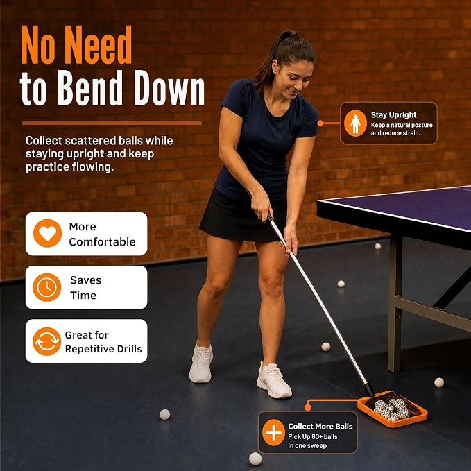 PICK 'N GO Table Tennis Ball Picker - Rapid and Efficient Ping Pong Retrieval Tool - Safe and Easy to Use Table Tennis Accessory for Players and Coaches