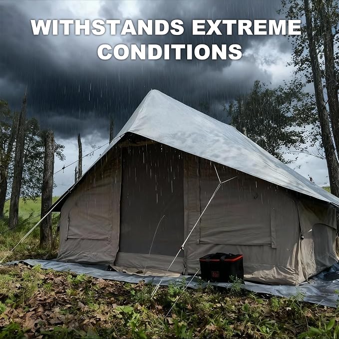 10‘ x 13’ Rain Fly Fits for 6-8 People, 4 Season Waterproof and Ultralight Survival Tent Shelter Awning Sunshade Cloth, Easy Set-Up Camping Tarp Portable for Outdoors, Camping, Hiking, Picnic