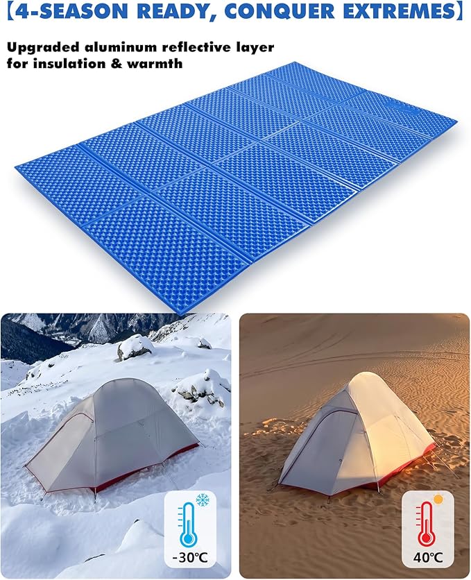Camping Foam Sleeping Pad Lightweight Closed Cell Folding Camping Mat Moisture-Proof Camping Mattress Portable for Outdoor Hiking Mountaineering Blue