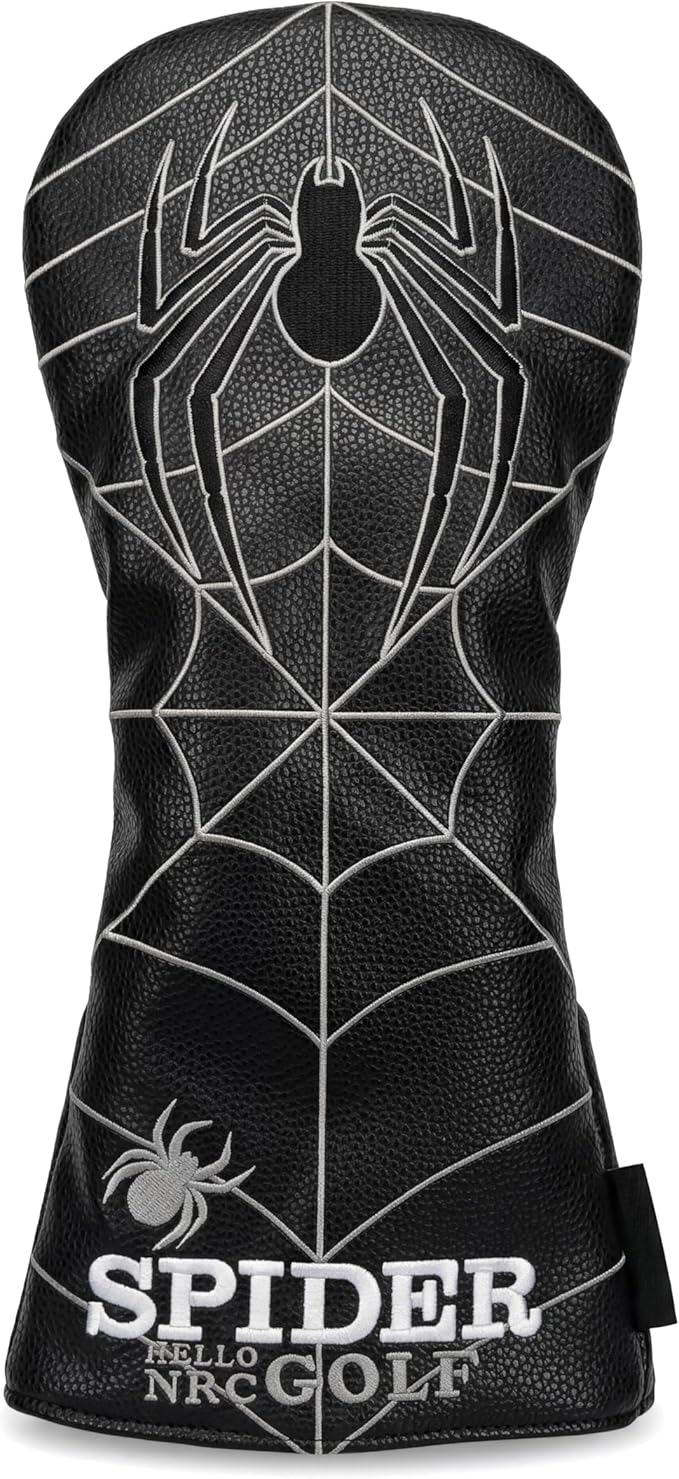 Vesperlux Spider Golf Headcovers Driver Wood Hybrid Iron | Waterproof Leather, Magnetic Putter Cover, Anti-Slip Fit, Full Protection, Durable, Fits Alignment Stick, Men's Golf Gift