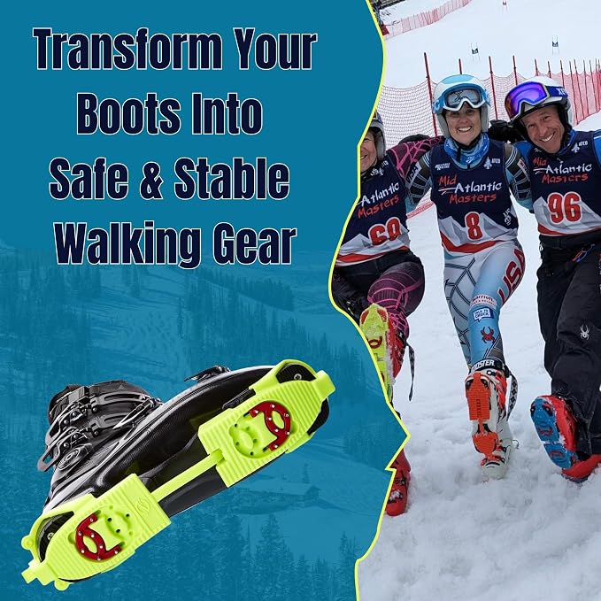 Skiskootys Ski Boot Bottom Protector with Claws - Ski Boot Traction Cleats | Foldable Slip-Resistant Tool for Walking on Ice & Snow - Adjustable Skiing Accessories - USA Made