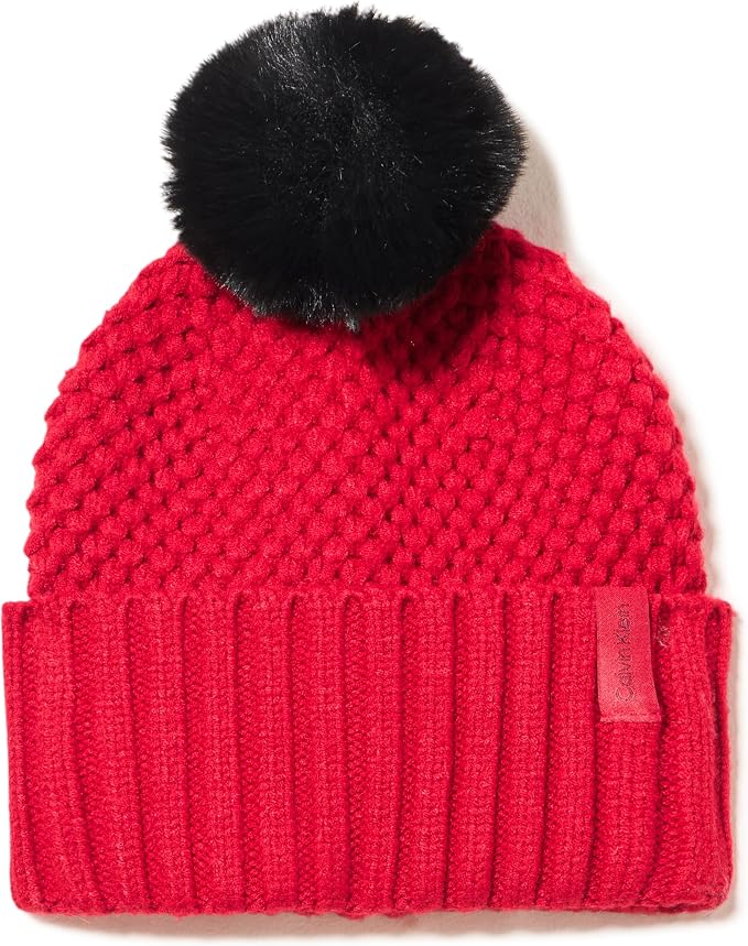 Calvin Klein Women's Chunky Waffle Knit Beanie and Scarf Set